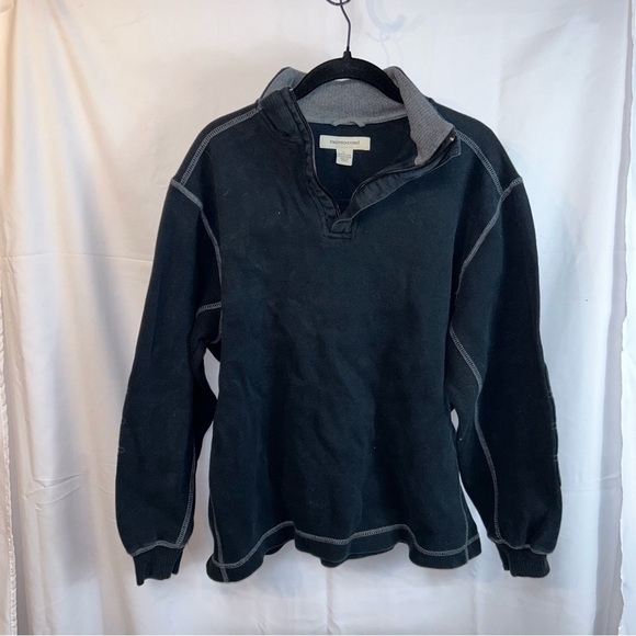Pronto Uomo Sweater Pullover Top Long Sleeve V-Neck Quarter Zip Shirt Elbow Pads - Picture 5 of 12